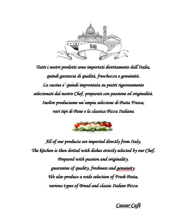 Caesar Cafe' меню