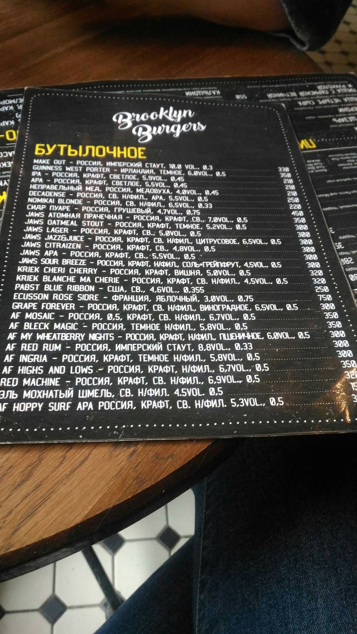 Brooklyn Burgers меню