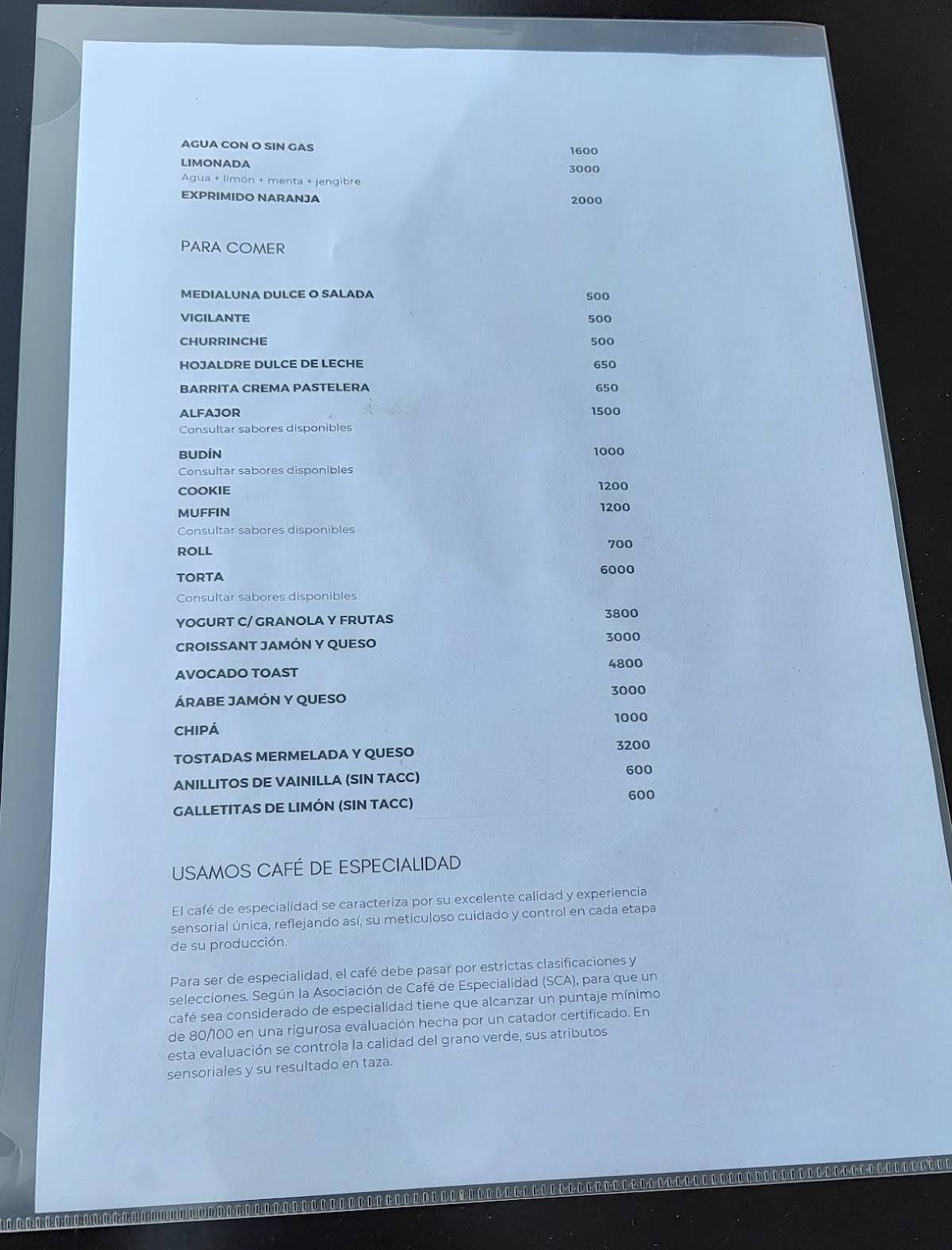 Café Moler меню