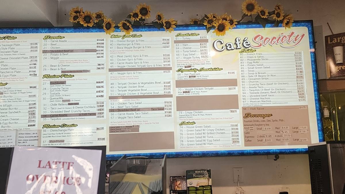Cafe Society меню