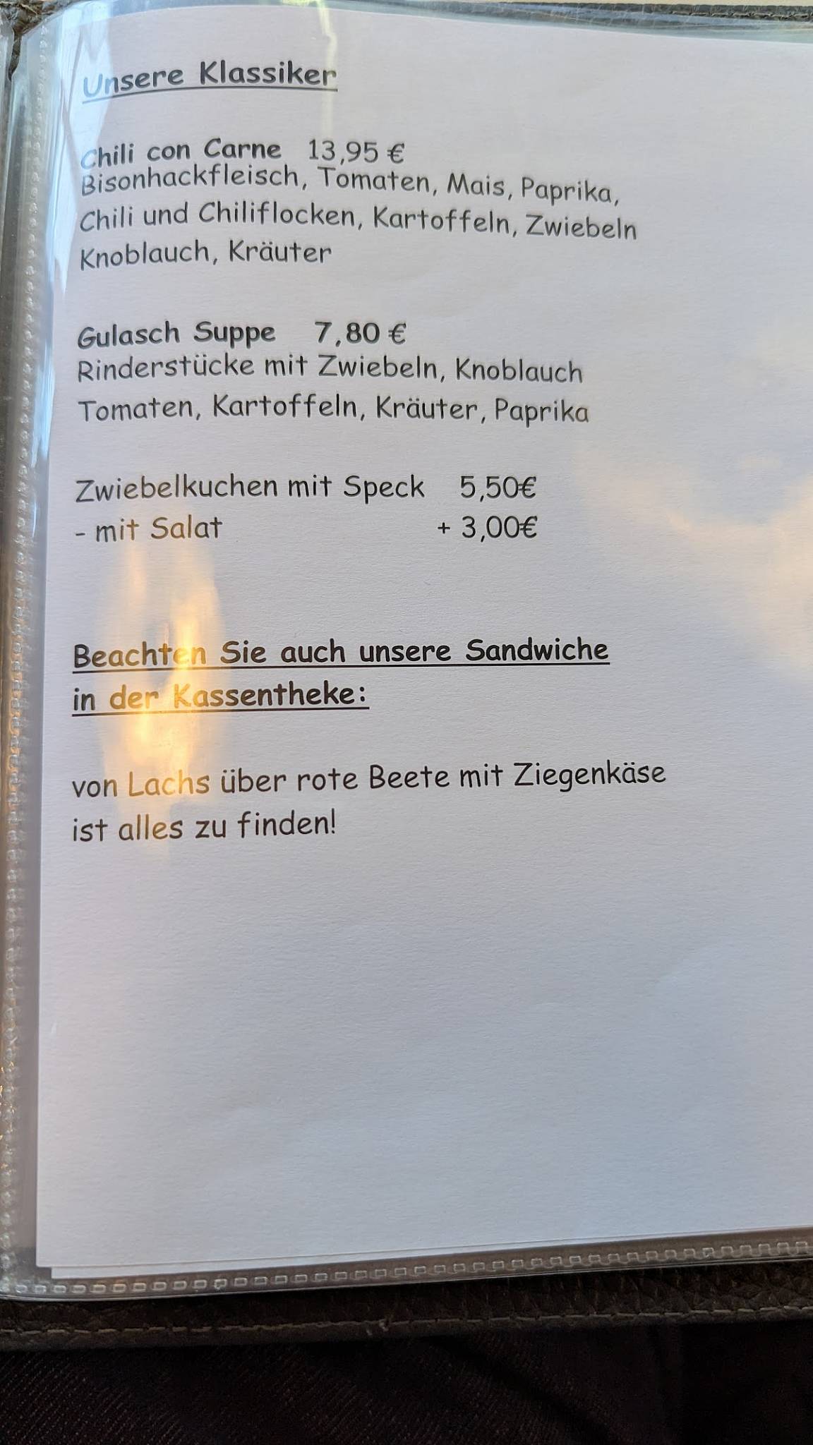 Café Winzig меню