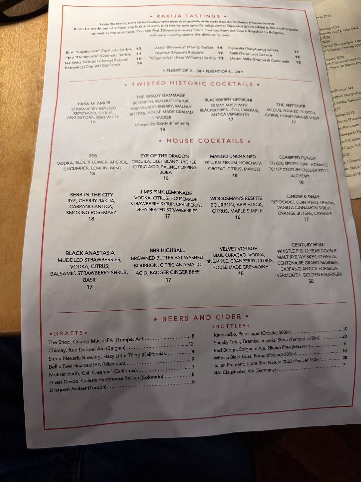 Caffe Boa TEMPE меню