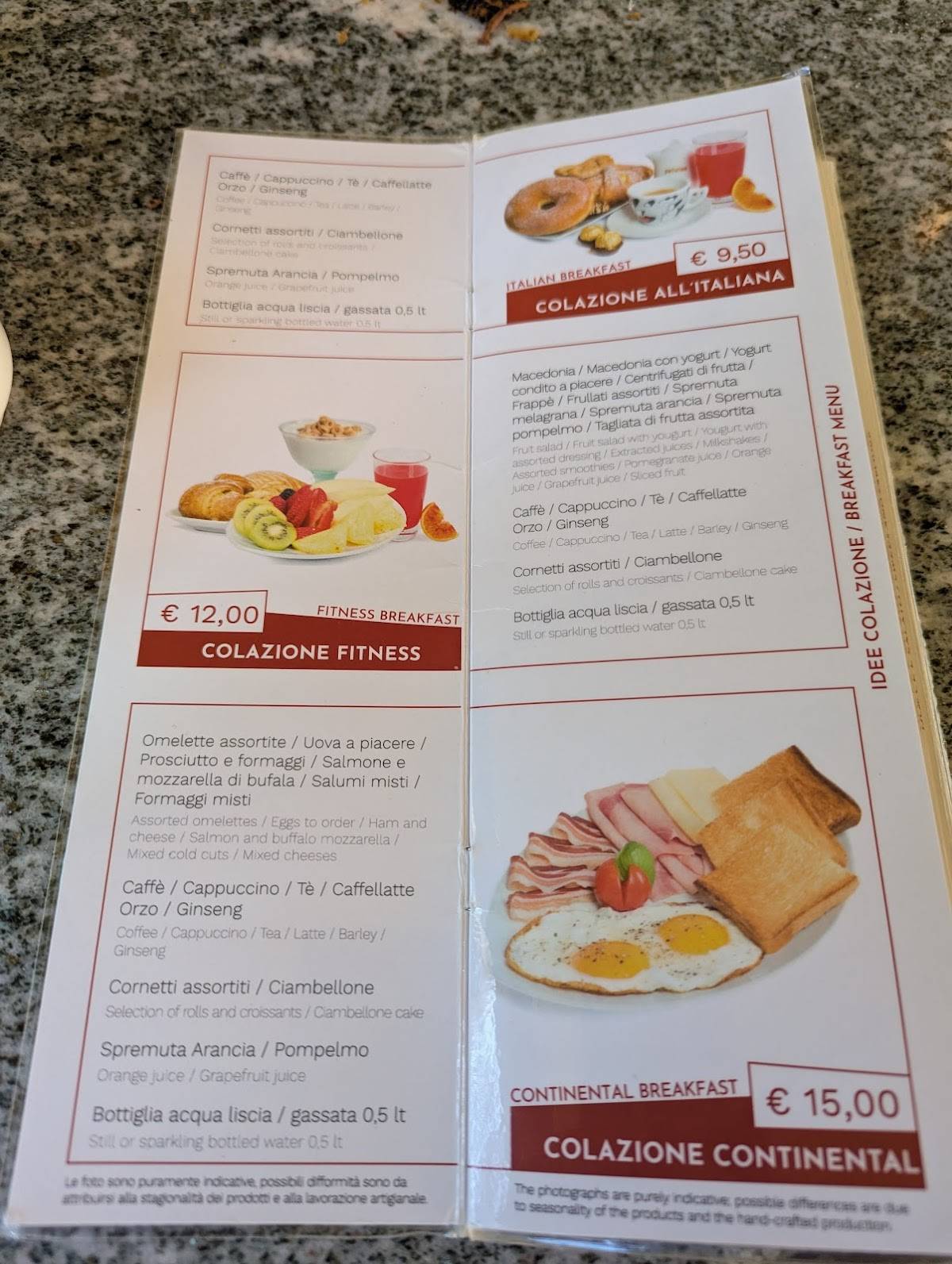 Caffè Portofino меню