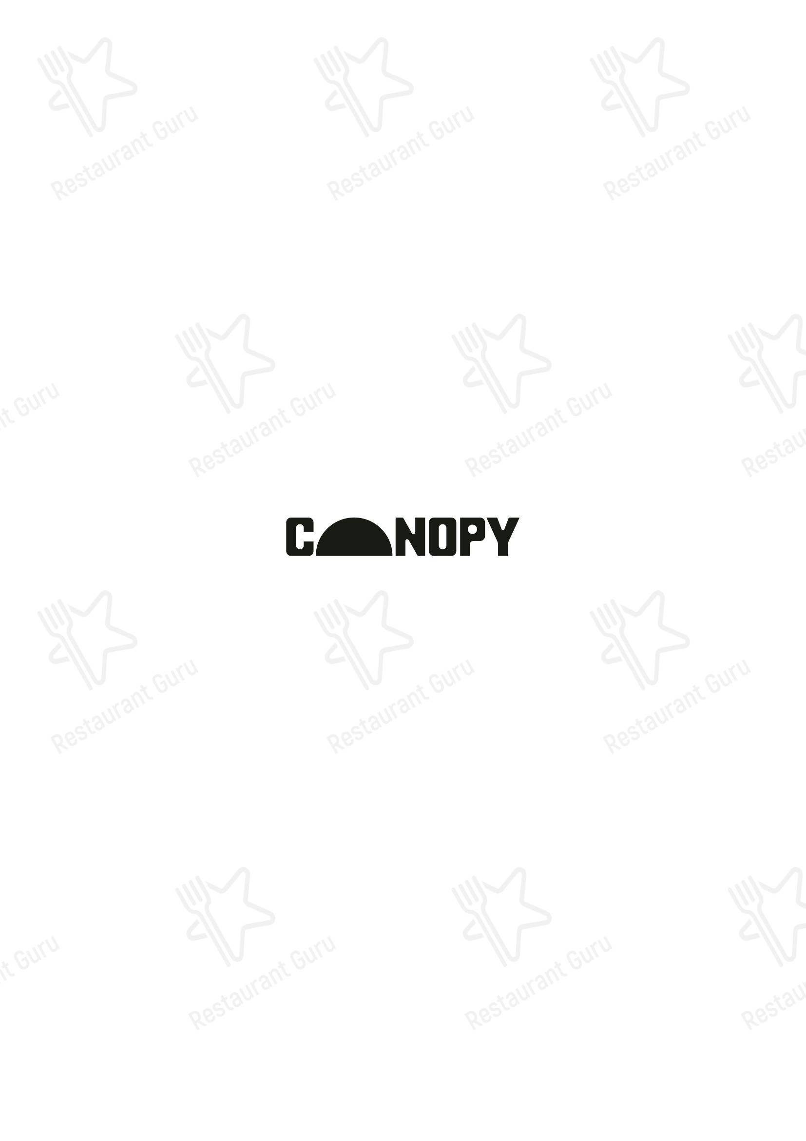 Меню напитков паба и бара Canopy Bar в Аделаиде