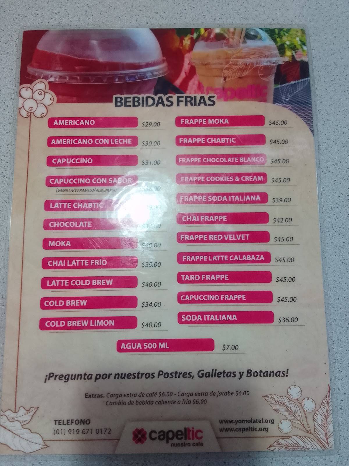Capeltic Chilón меню