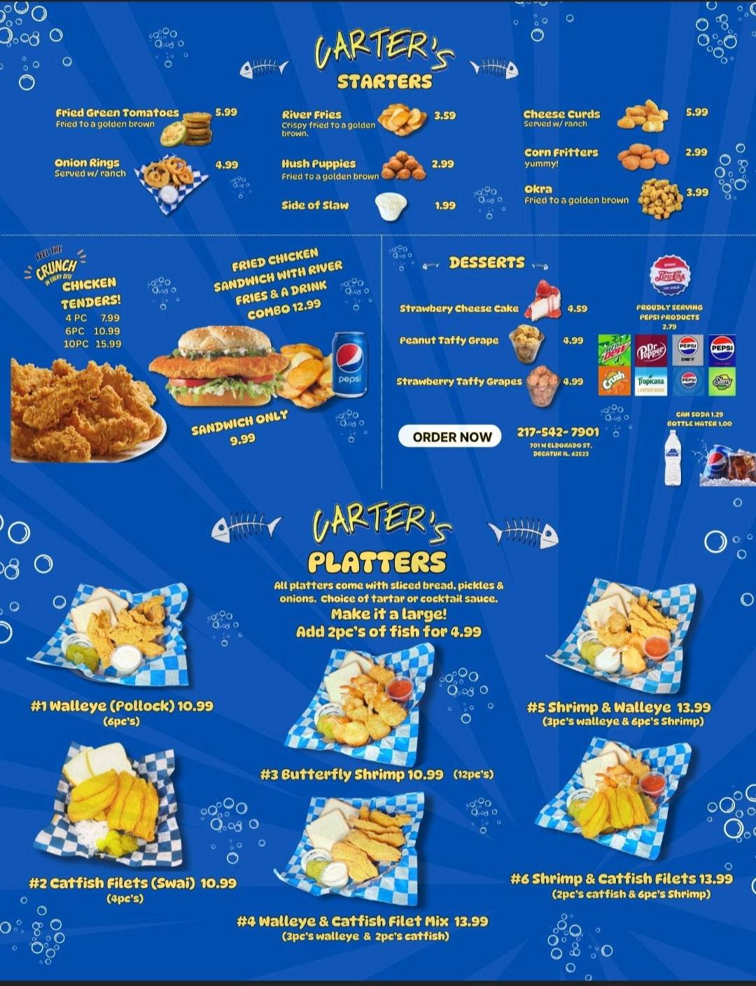 Carter’s Fish Decatur IL меню