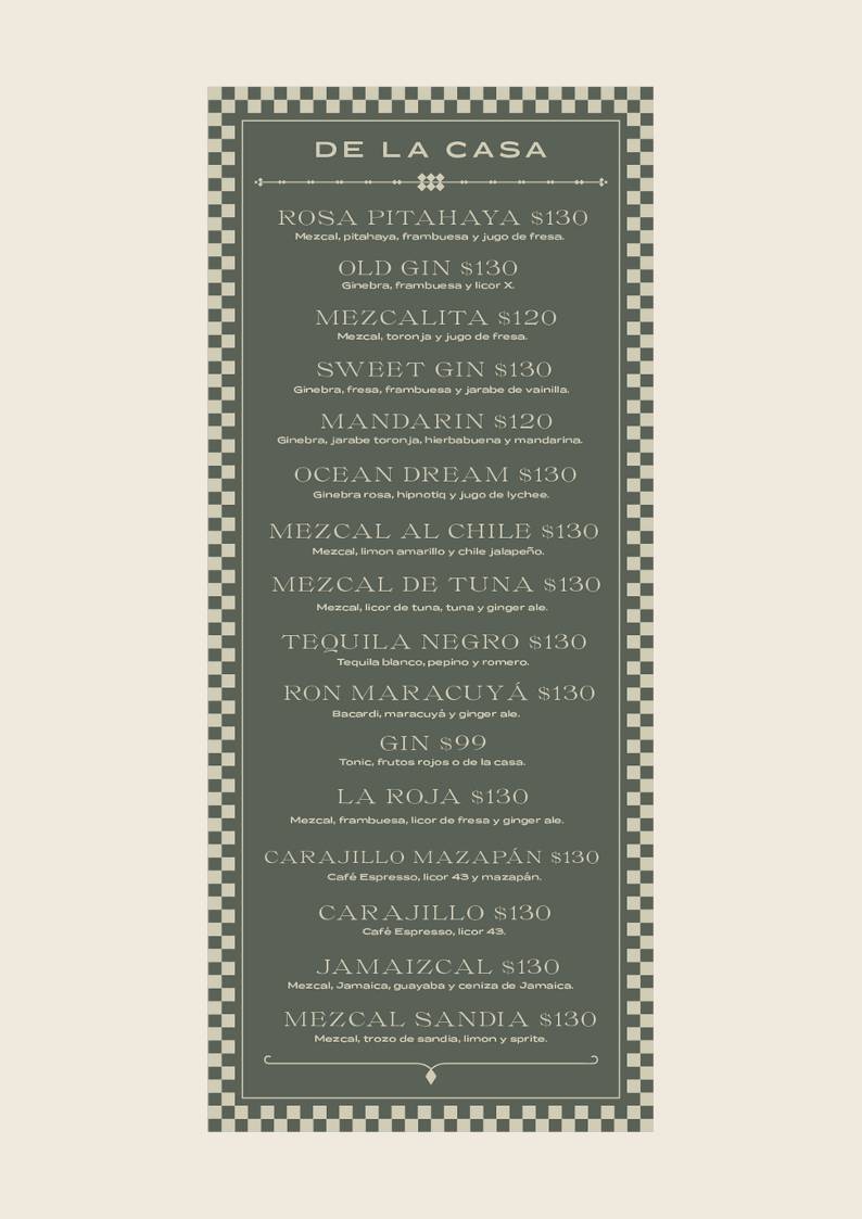 Casa Rosa меню