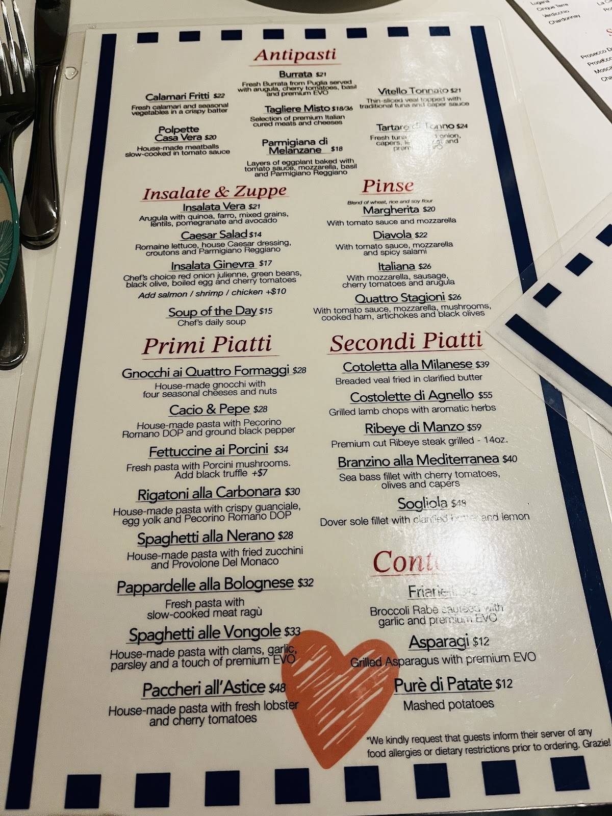 Casa Vera Ristorante меню
