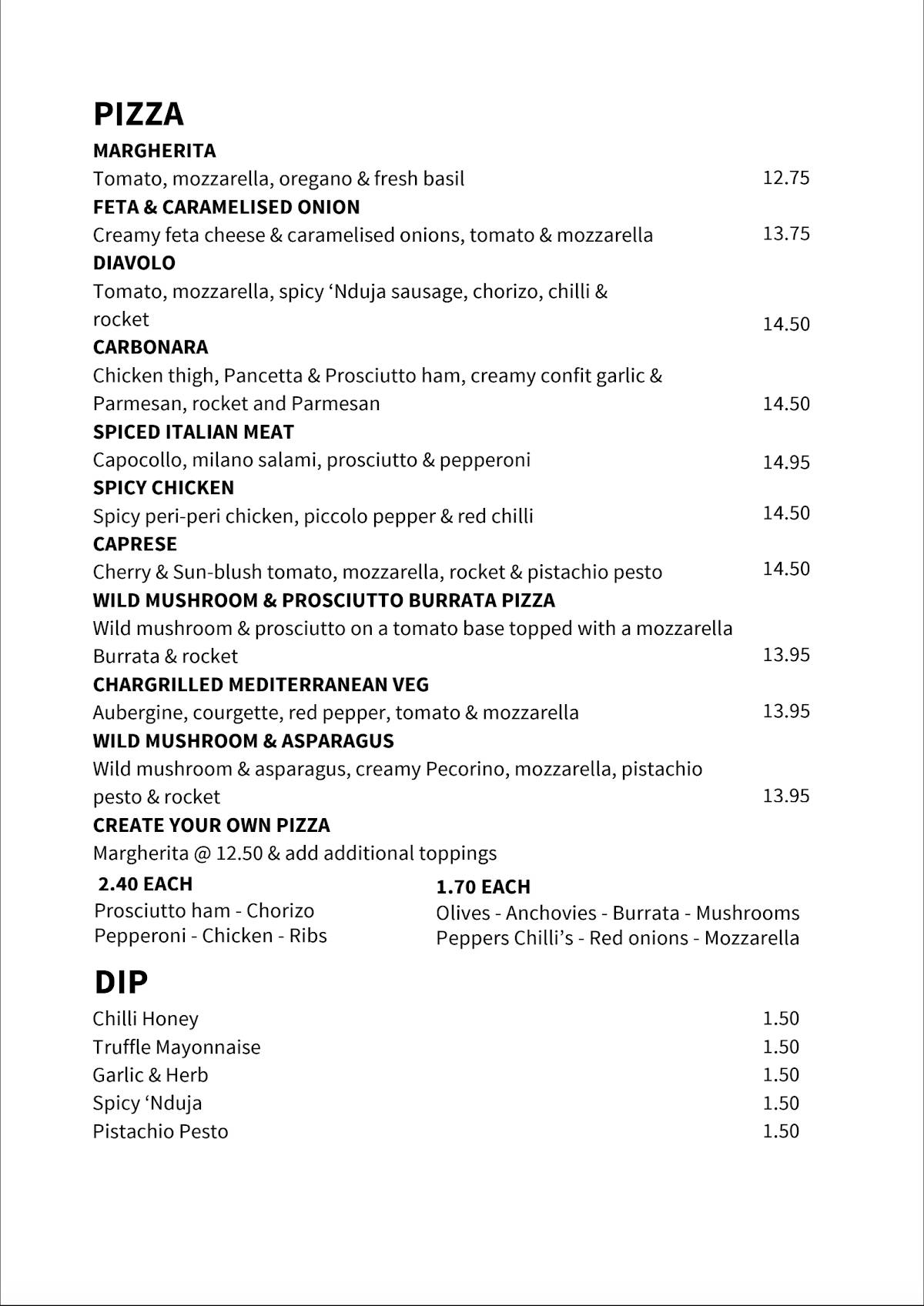 Cenetta меню