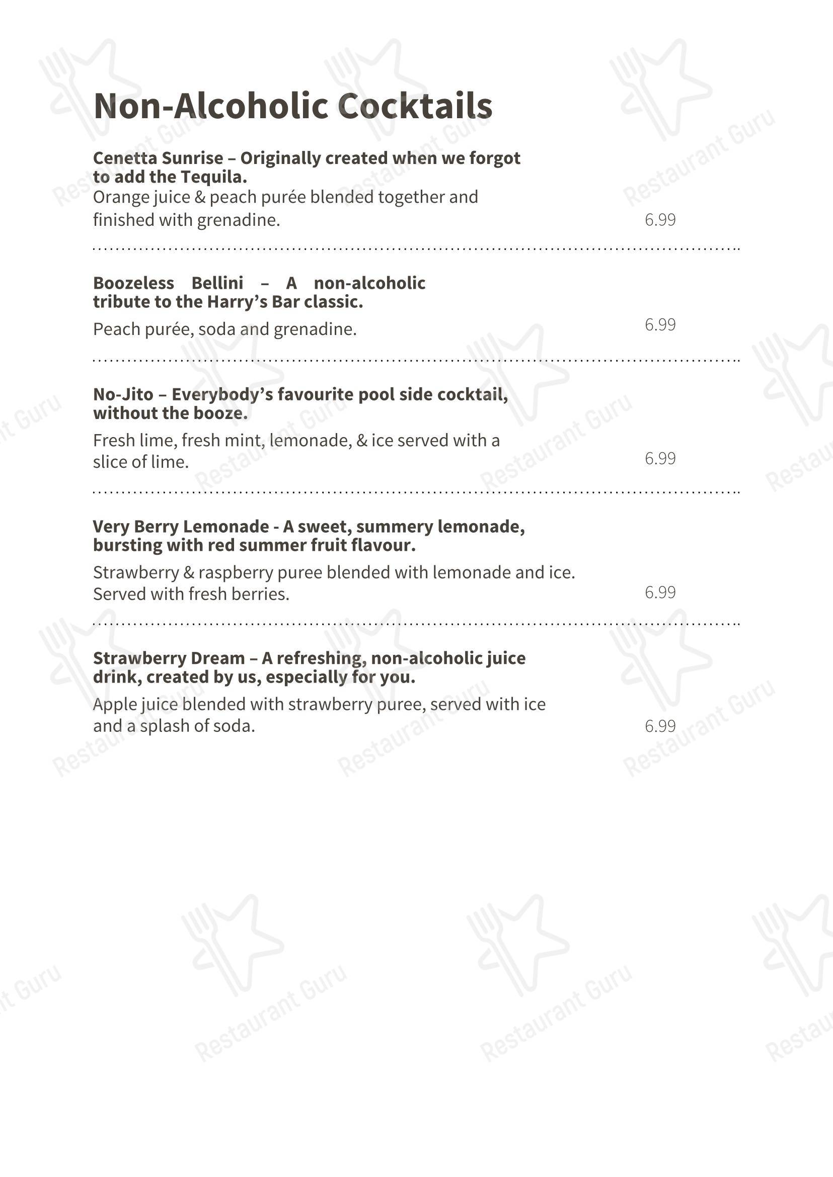 Меню ресторана Cenetta - Меню напитков