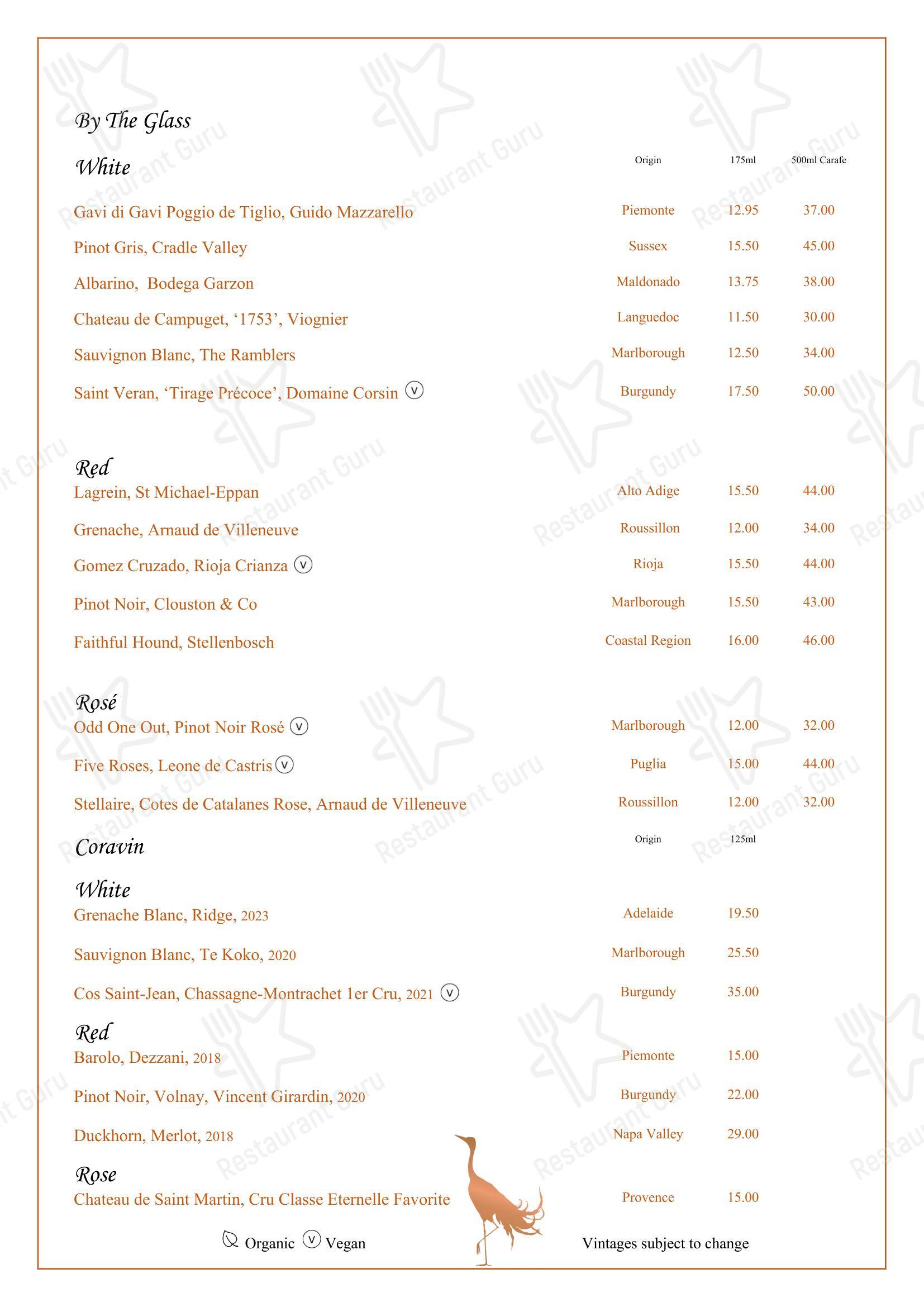 Меню ресторана Cheals - Group Booking Menu