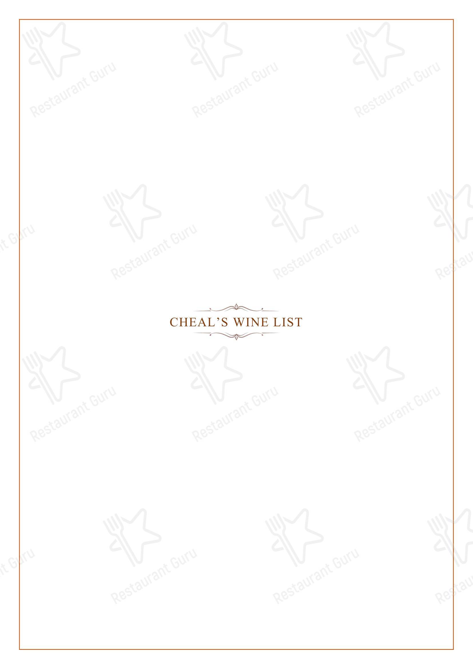 Меню ресторана Cheals - Group Booking Menu