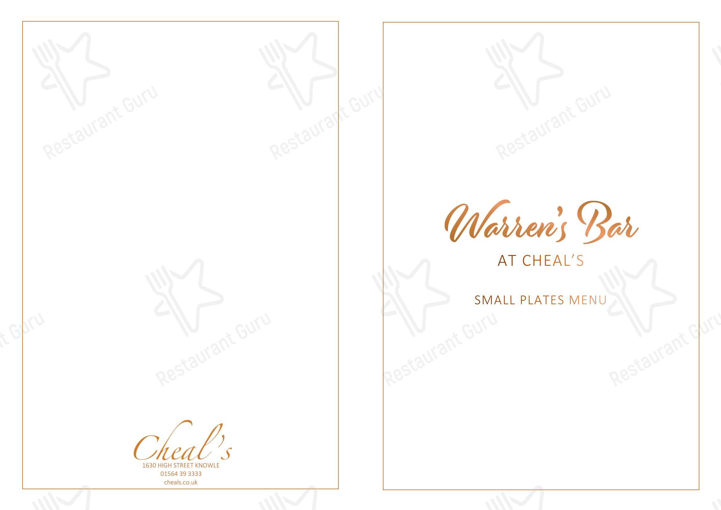 Breakfast Menu ресторана Cheals