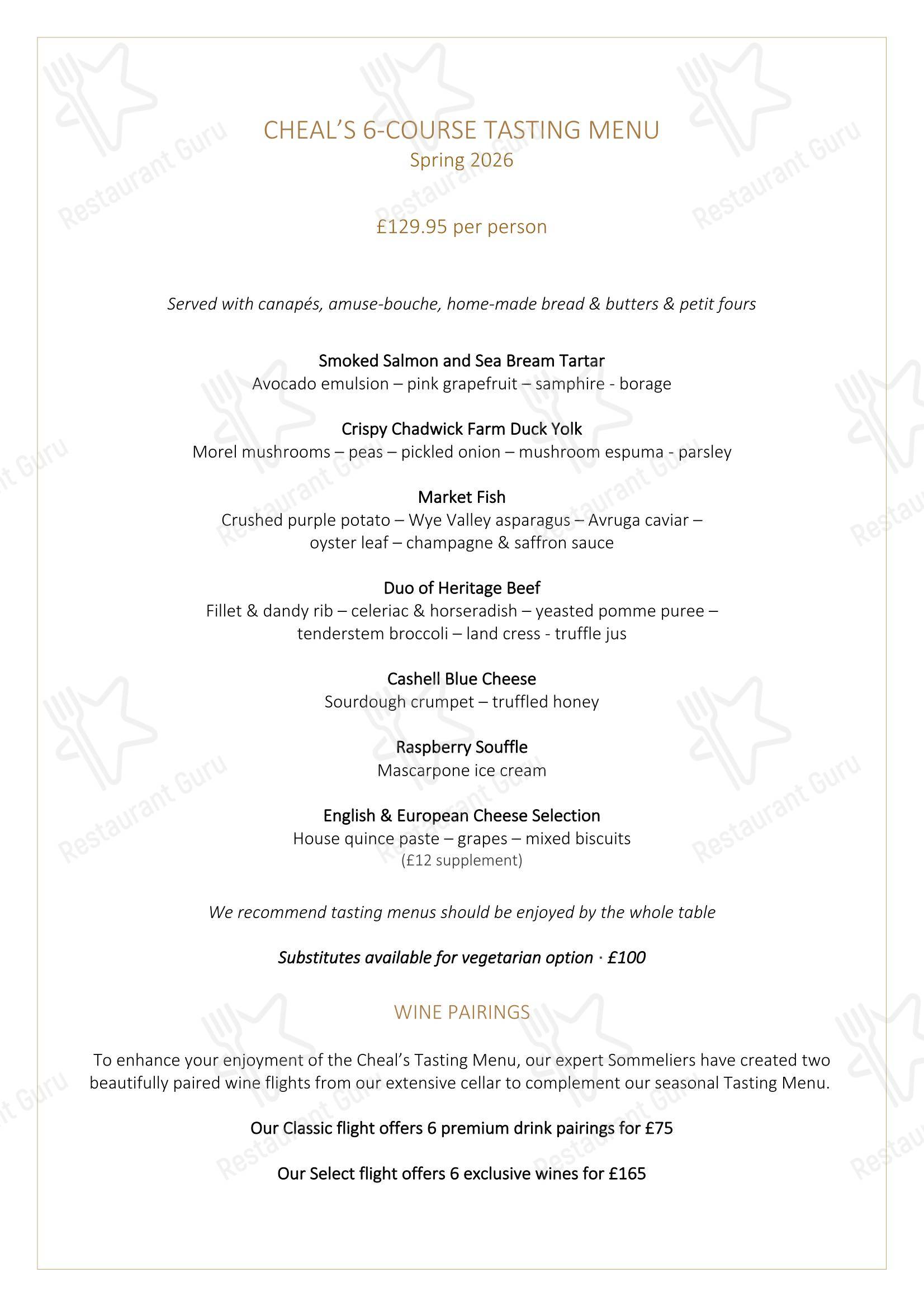 Cheals в Солихалле - Lunch Menu