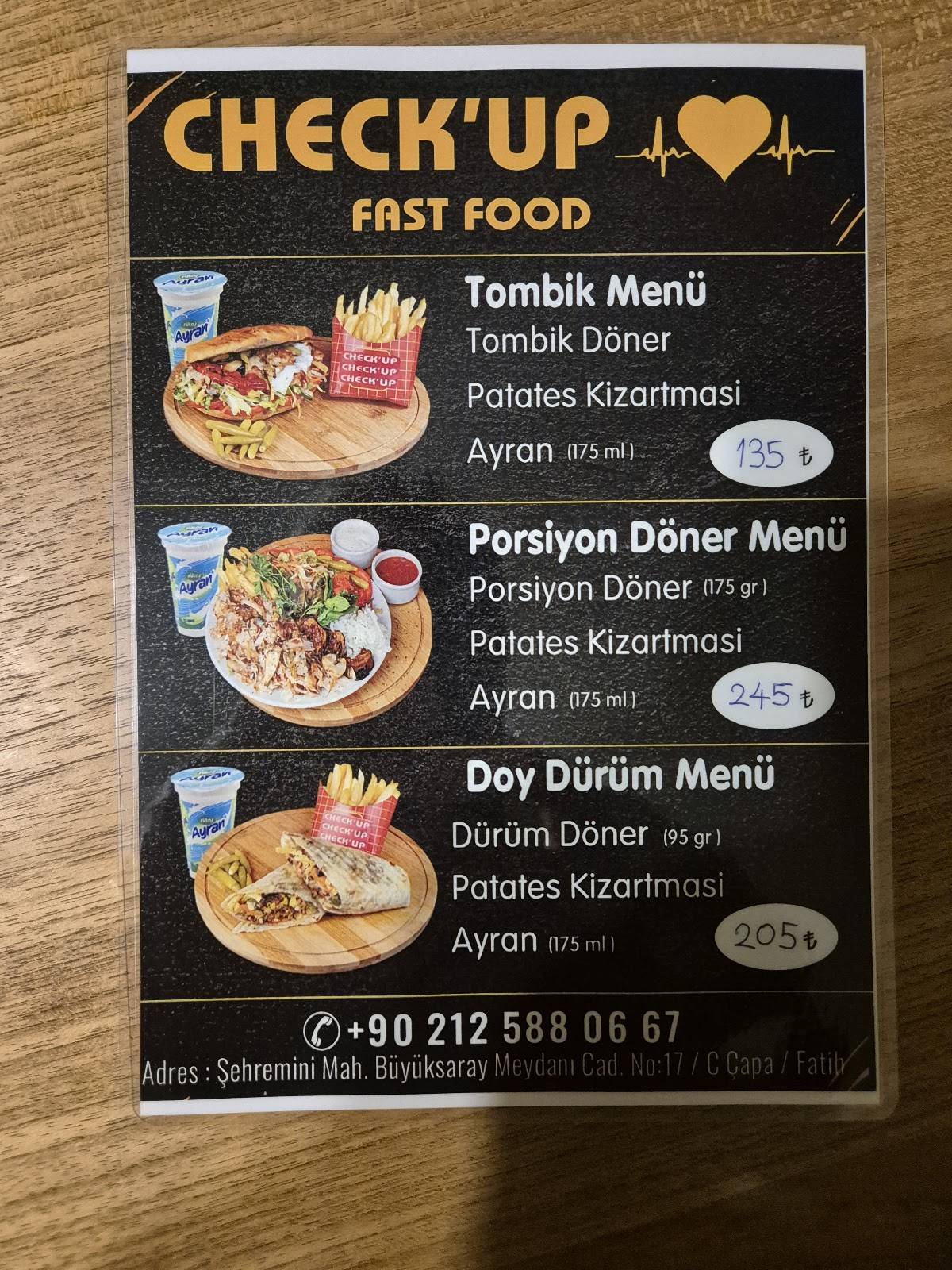 Check'Up Fast Food меню