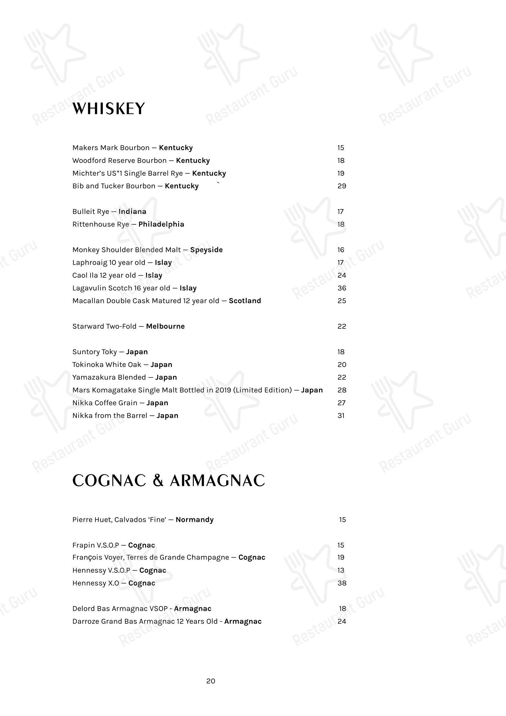 Chez Beckett's в Глибе - Ночное меню