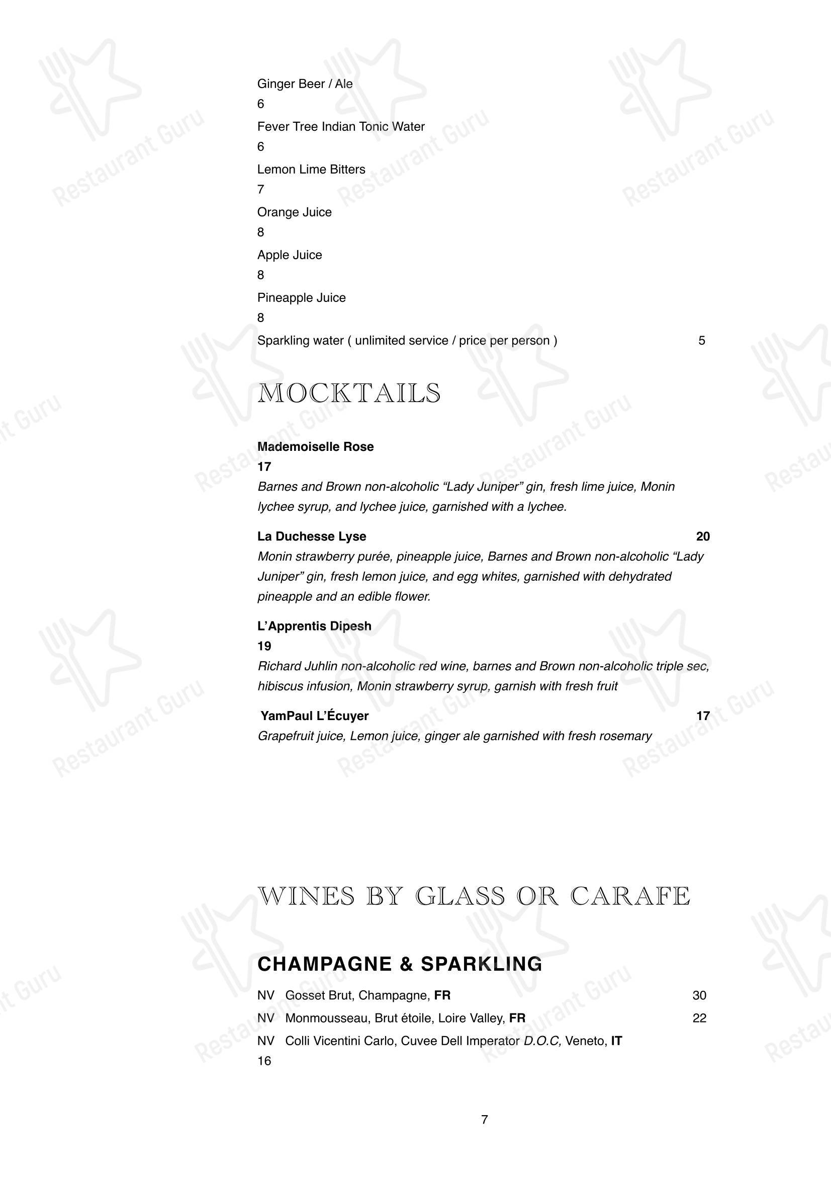 Меню ресторана Chez Beckett's - Детское