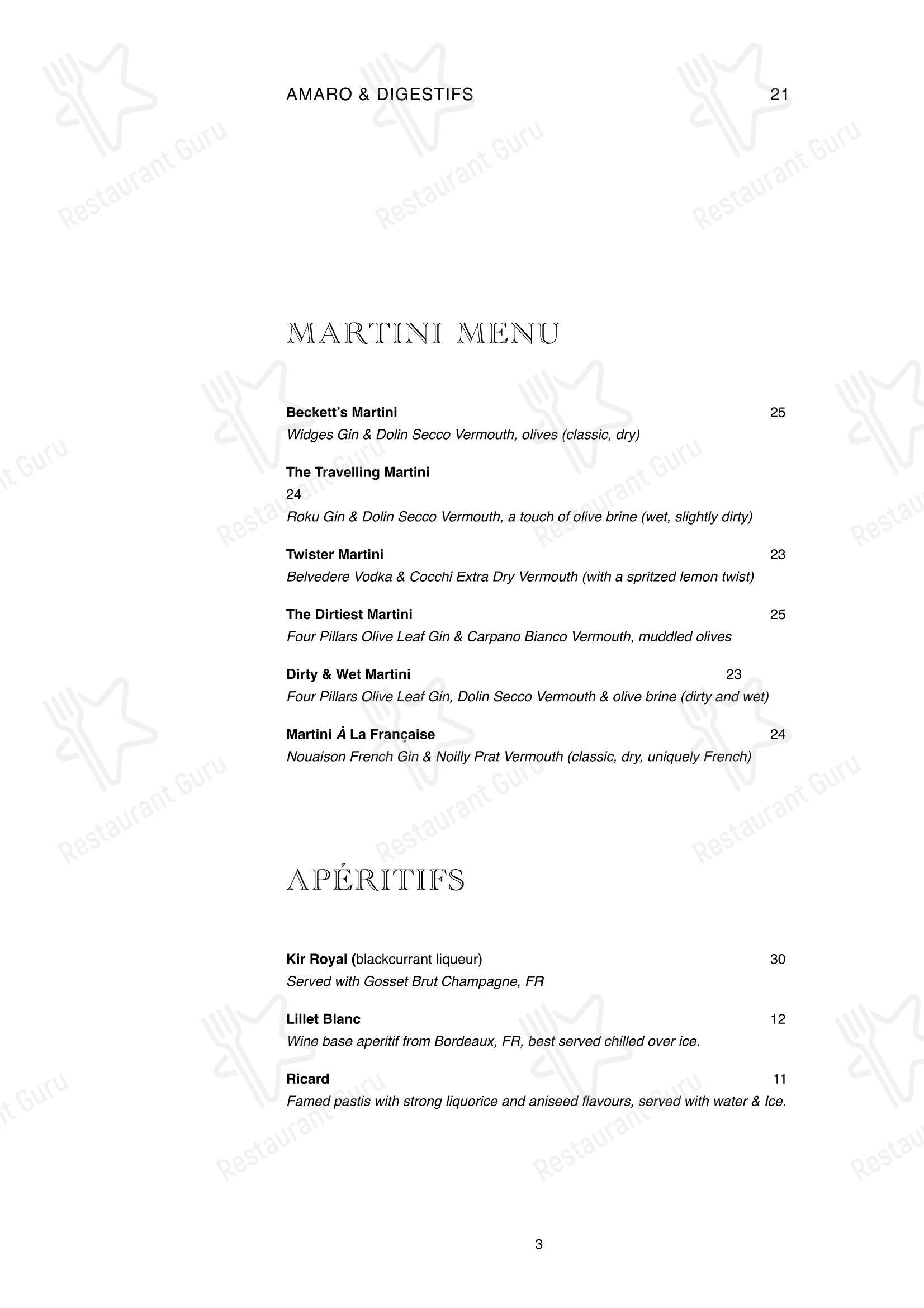 Меню ресторана Chez Beckett's - Детское