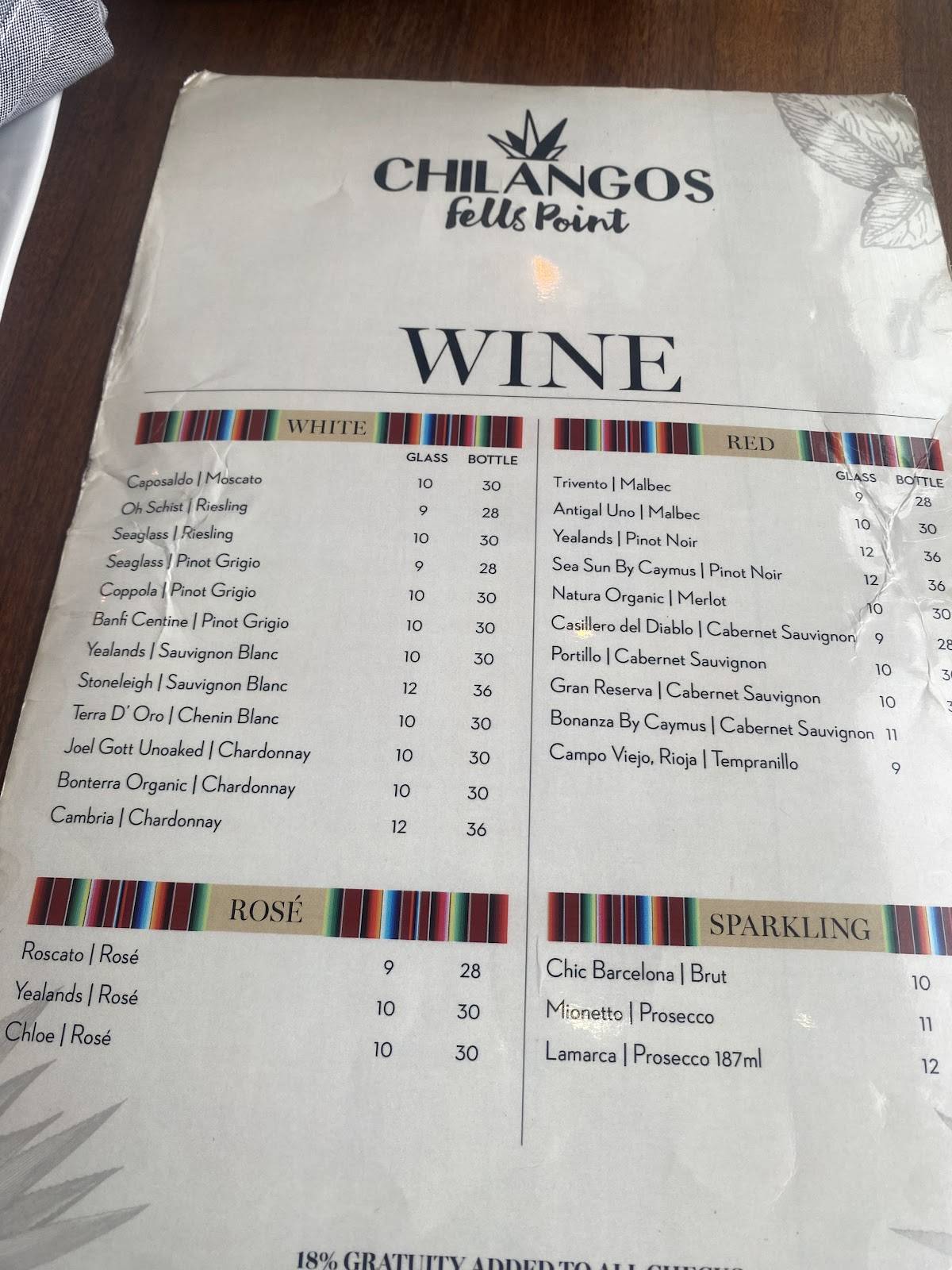Chilango's меню