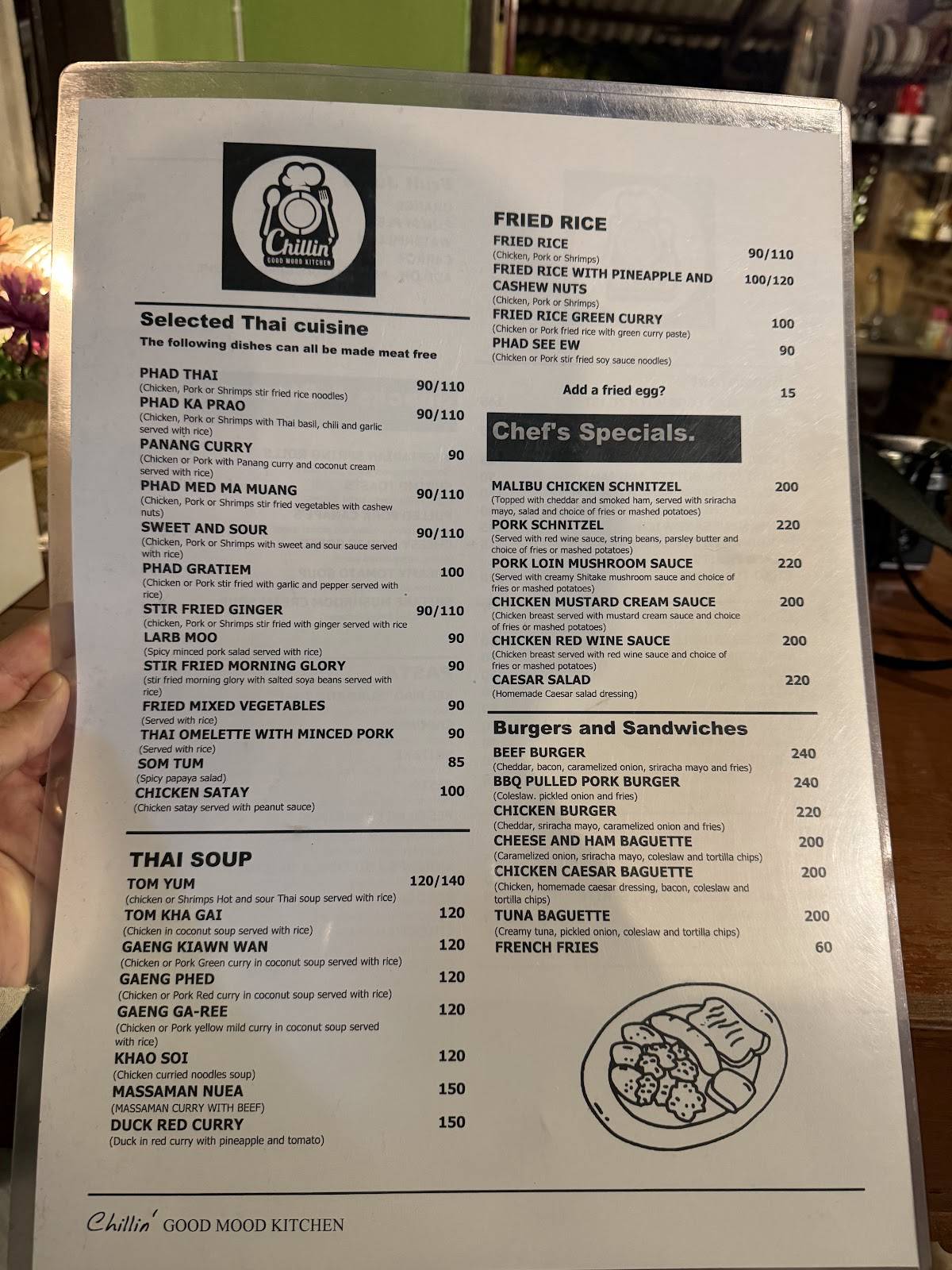 Chillin‘ Restaurant & Guest house меню