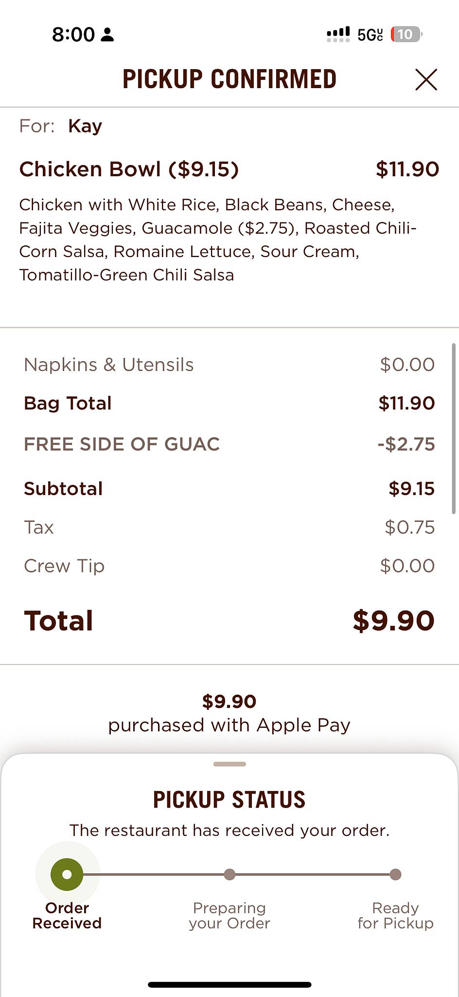 Chipotle Mexican Grill меню