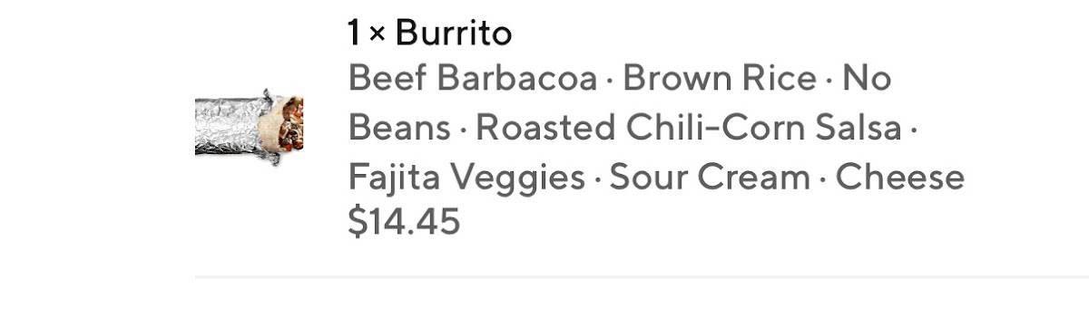 Chipotle Mexican Grill меню