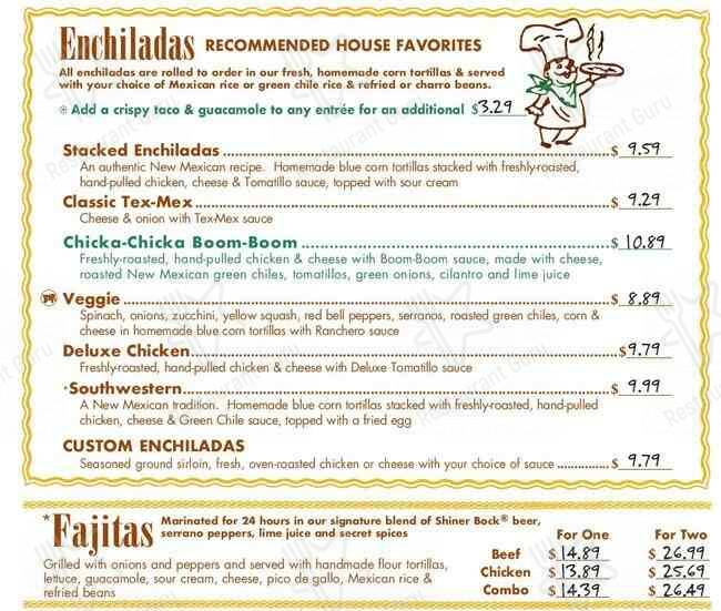 Chuy's меню