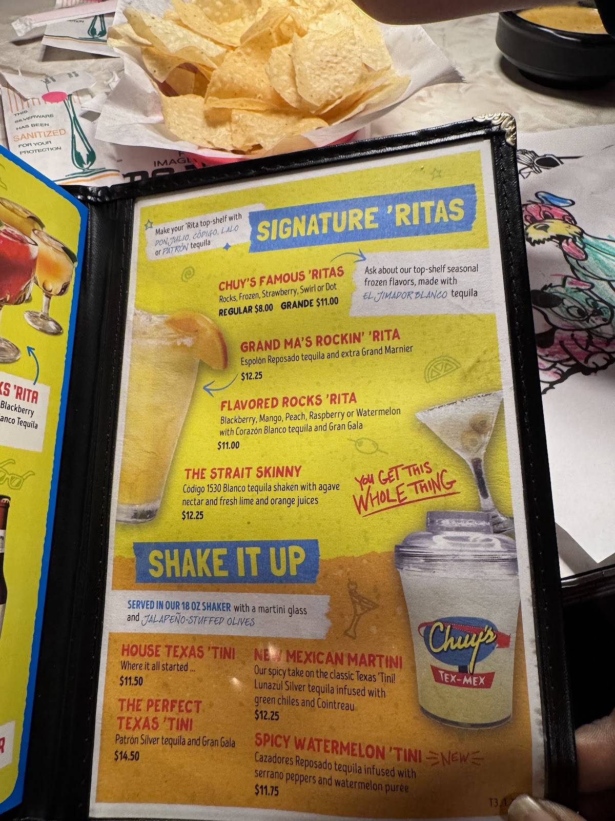 Chuy's меню