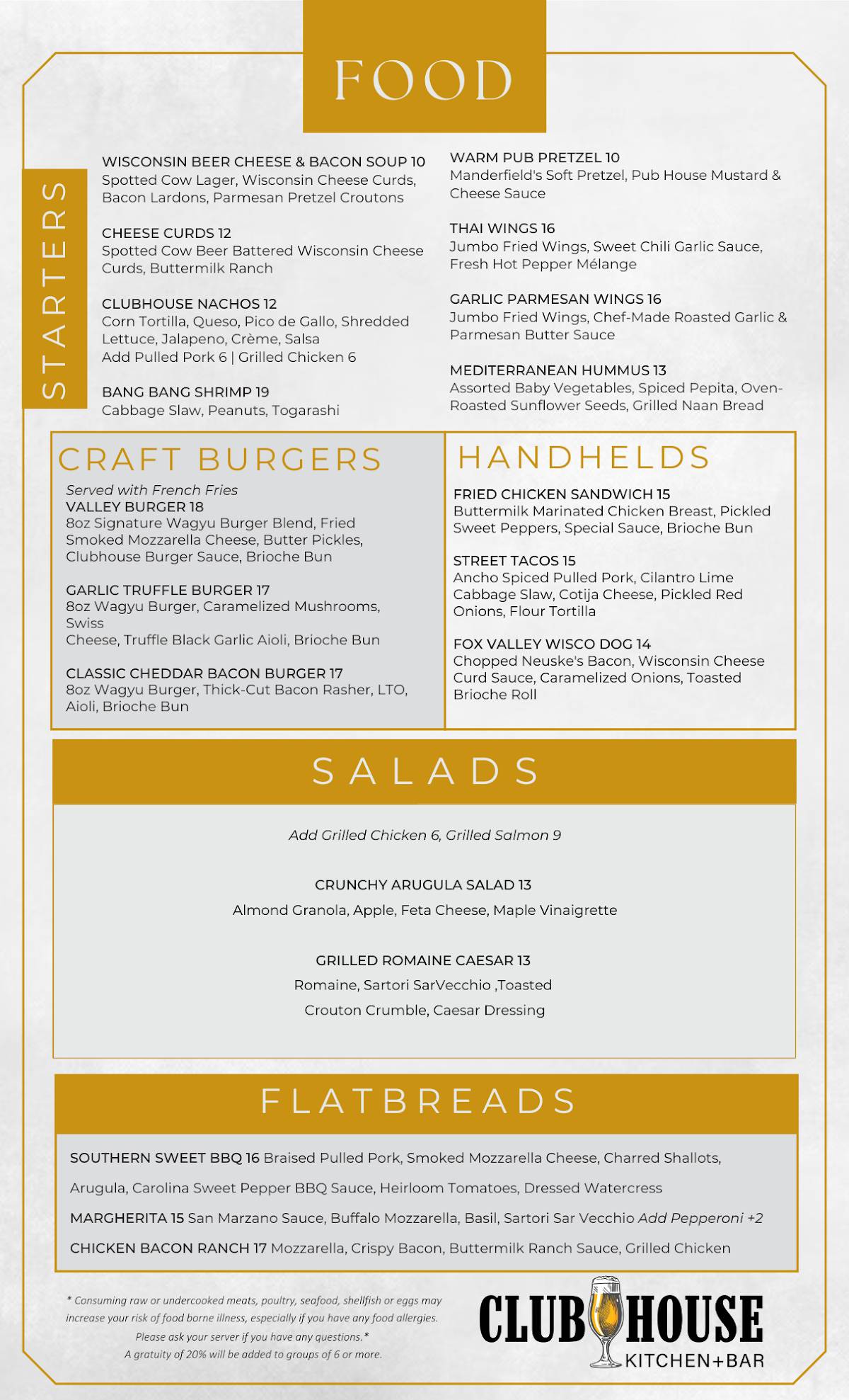 Clubhouse Kitchen & Bar меню