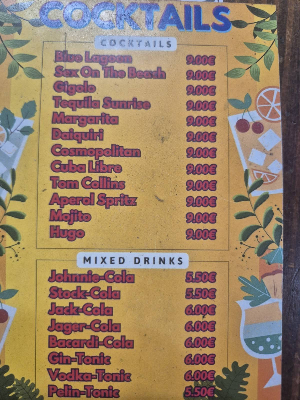 Cocktails Split меню