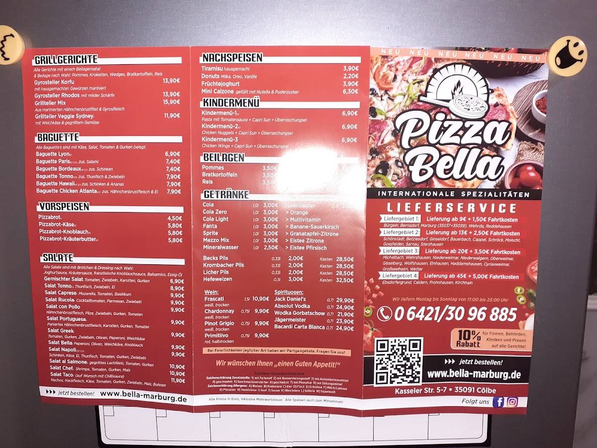 Pizza Bella меню