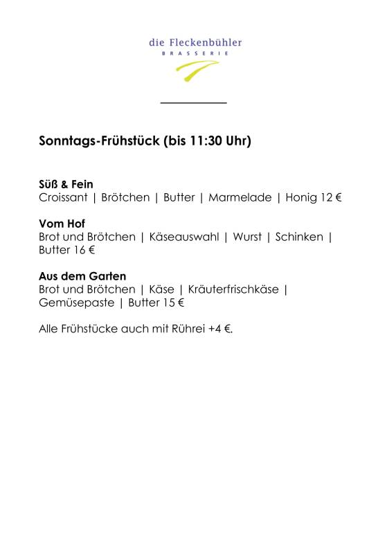die Fleckenbühler Brasserie меню