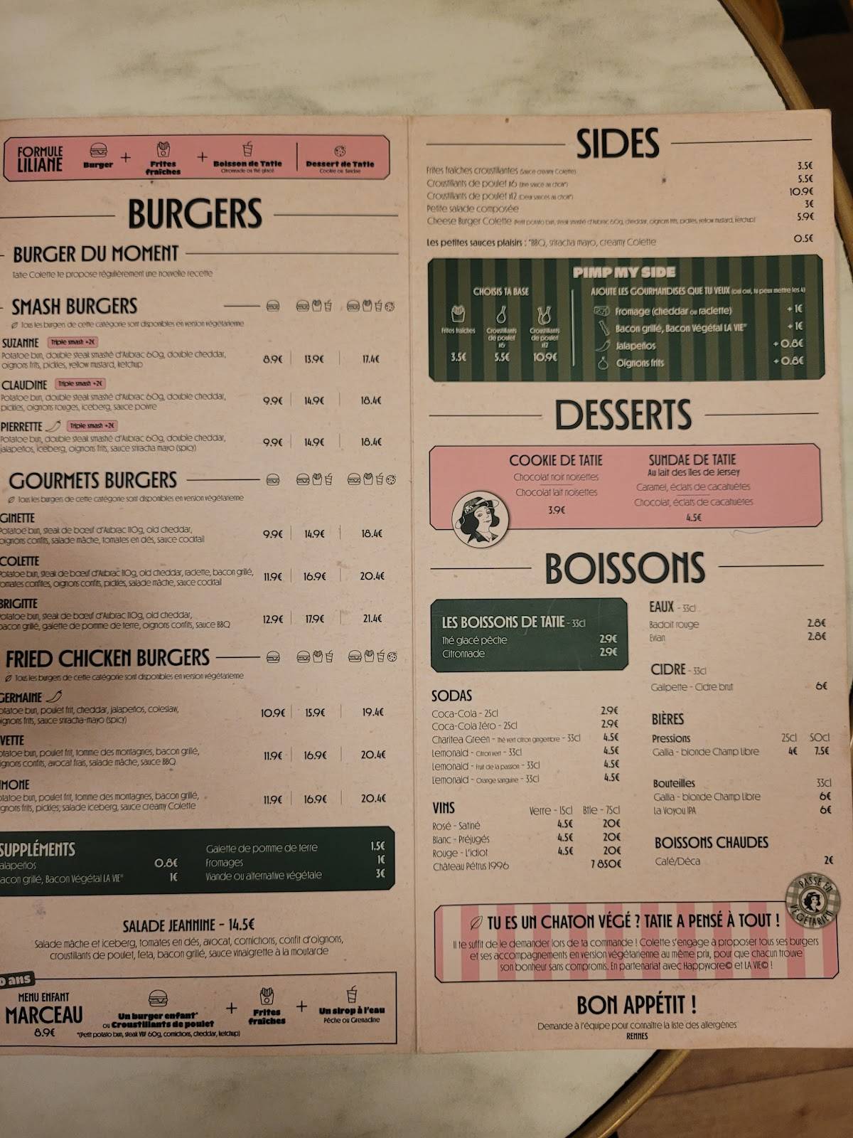 Colette Burgers - Rennes меню