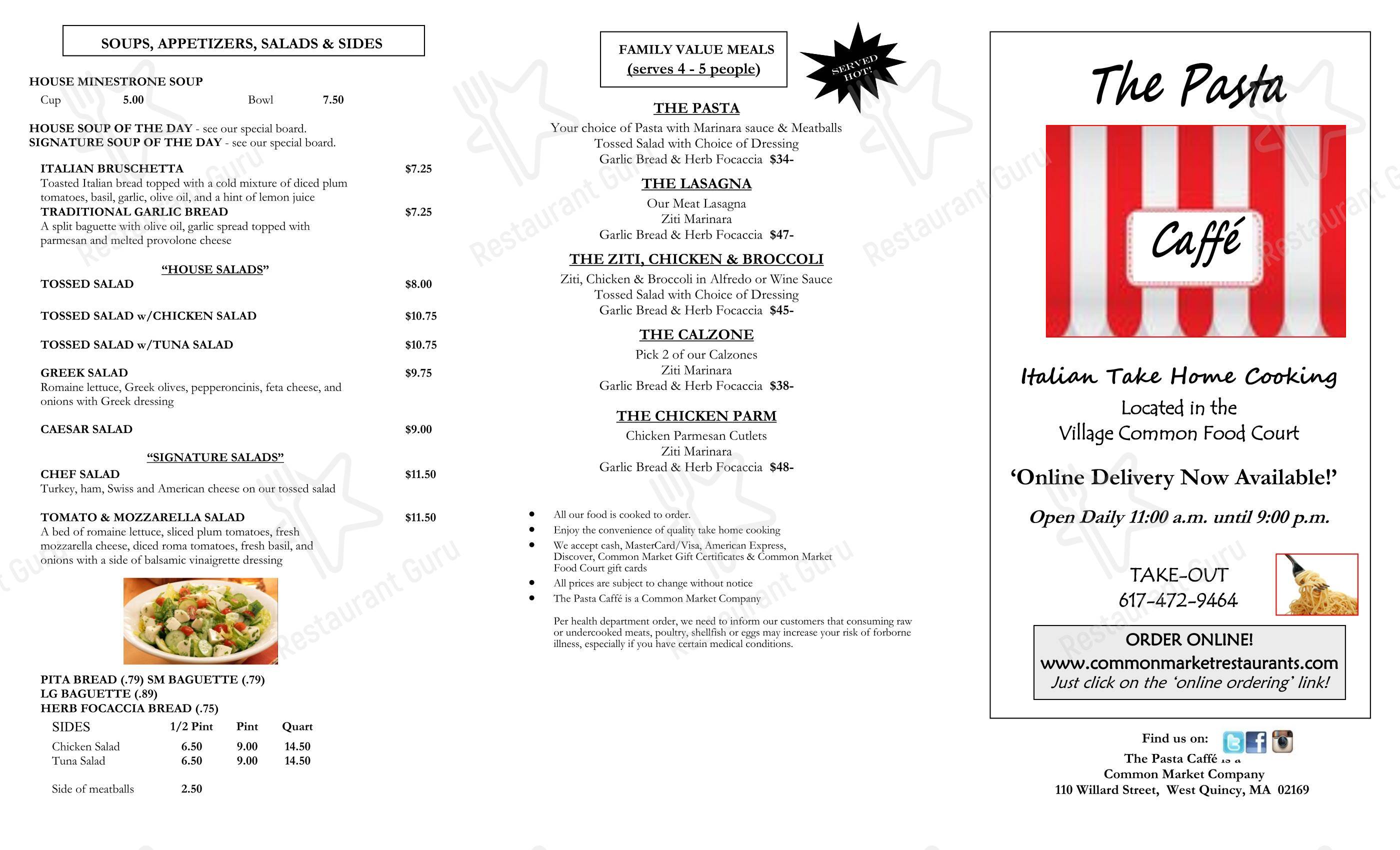Меню ресторана Common Market Restaurants - Меню