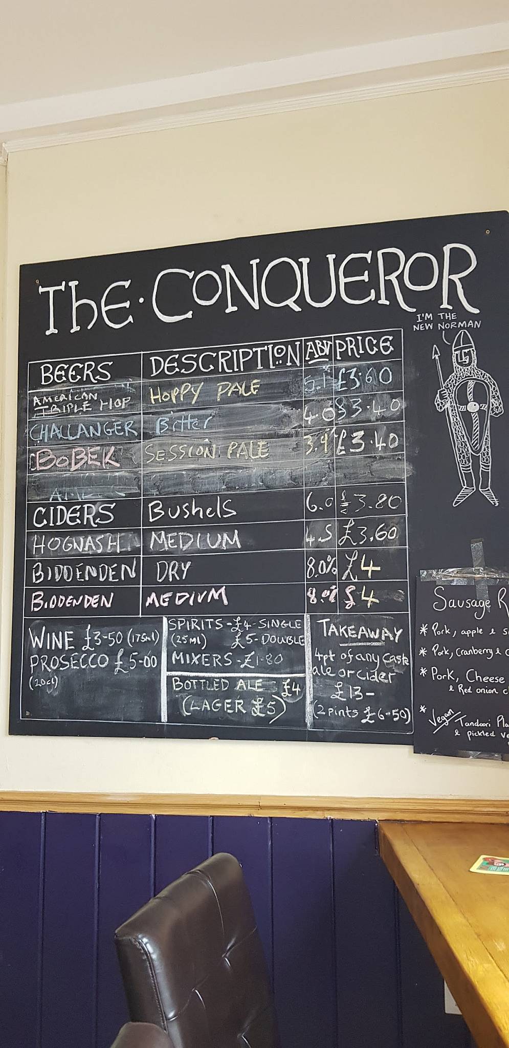 The Conqueror Micro Pub Ramsgate меню
