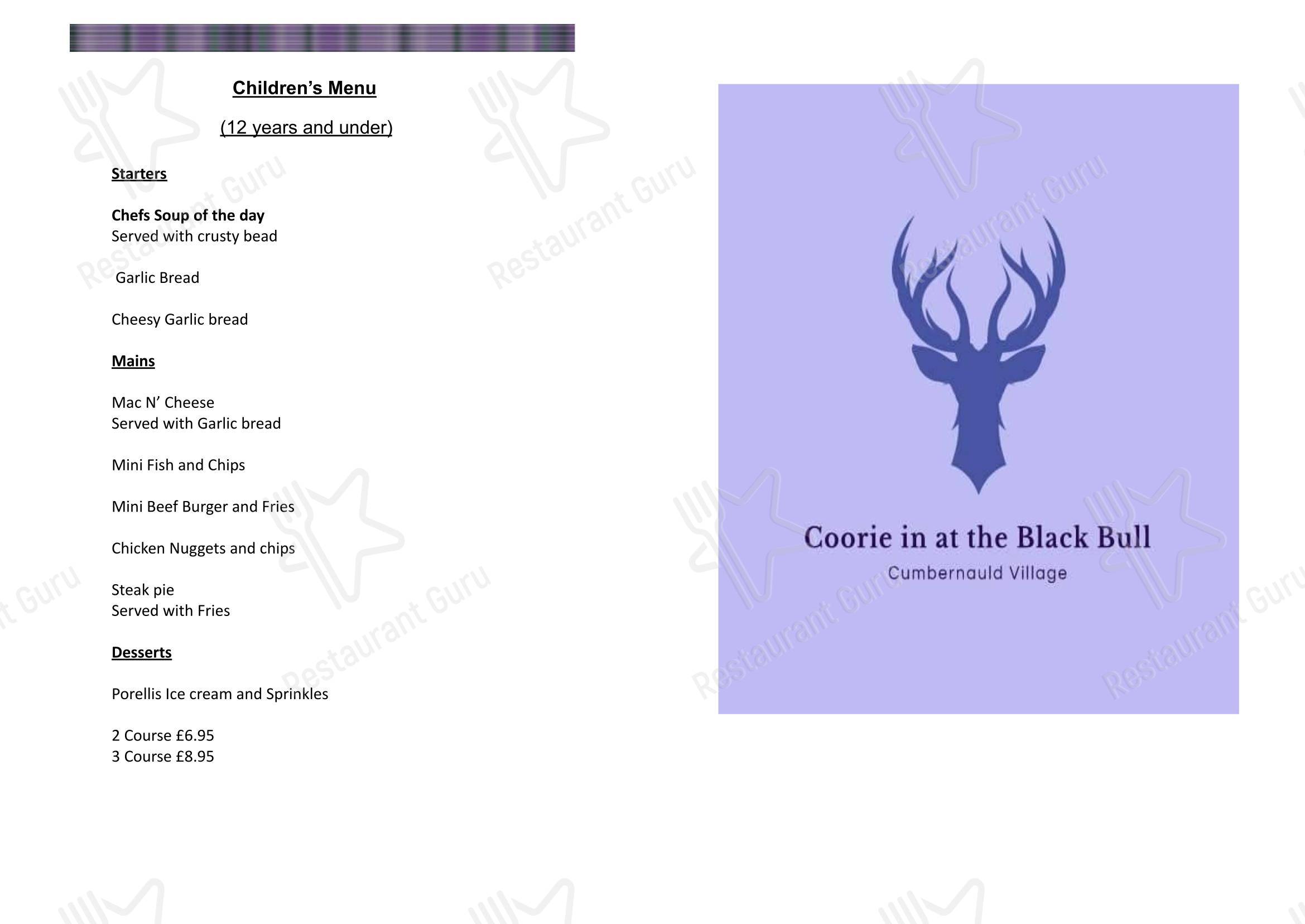 Coorie In @ The Black Bull в Камберналде - 菜单