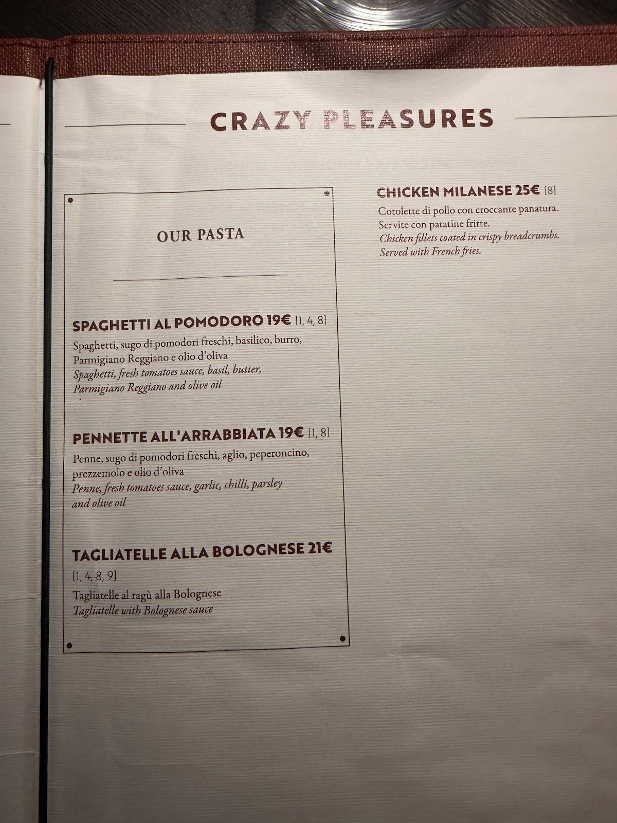 Crazy Pizza Rome меню