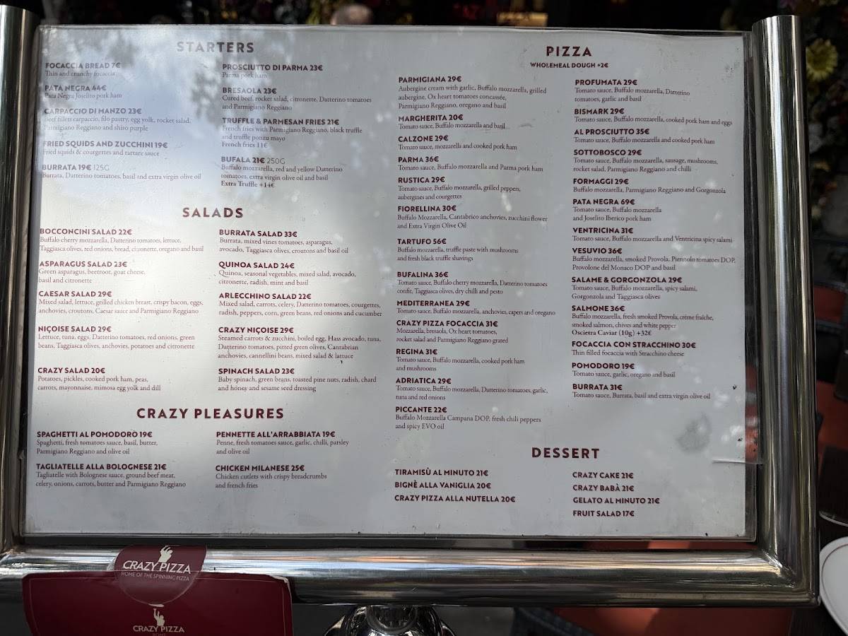 Crazy Pizza Rome меню