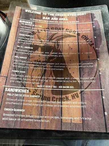 Cross-Eyed Goat Bar and Grill меню