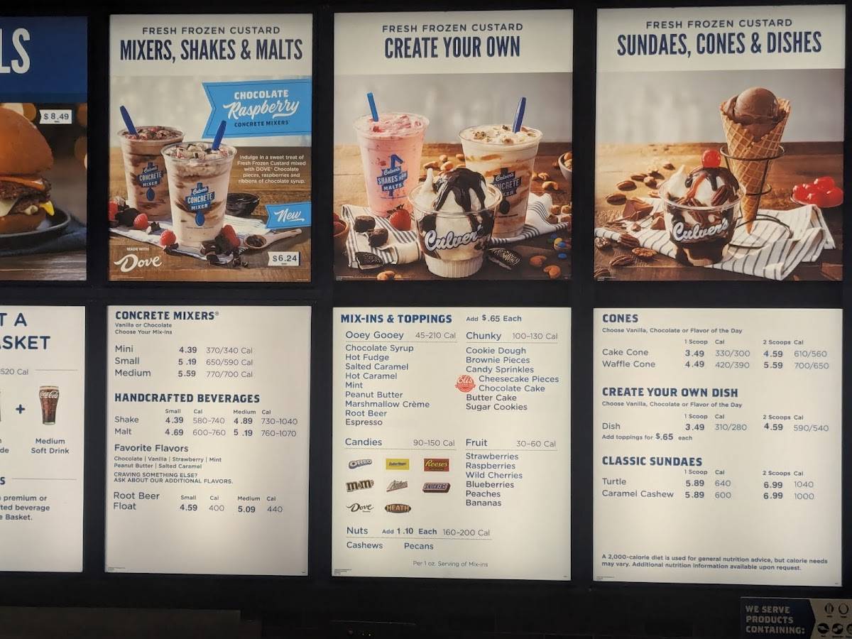Culver’s меню