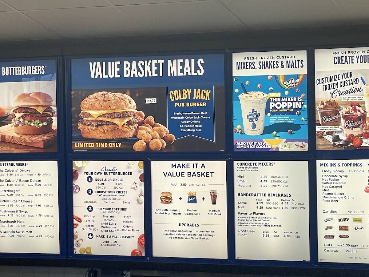 Culver’s меню