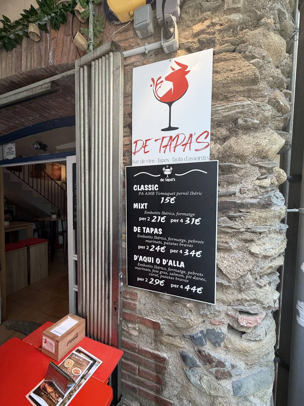 DE TAPA'S BAR меню