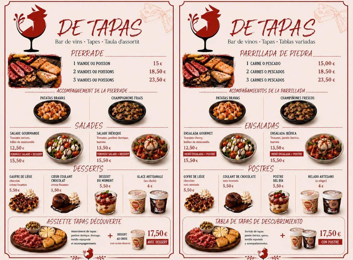 DE TAPA'S BAR меню