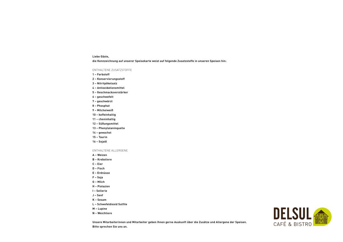 DELSUL - Café & Bistro меню