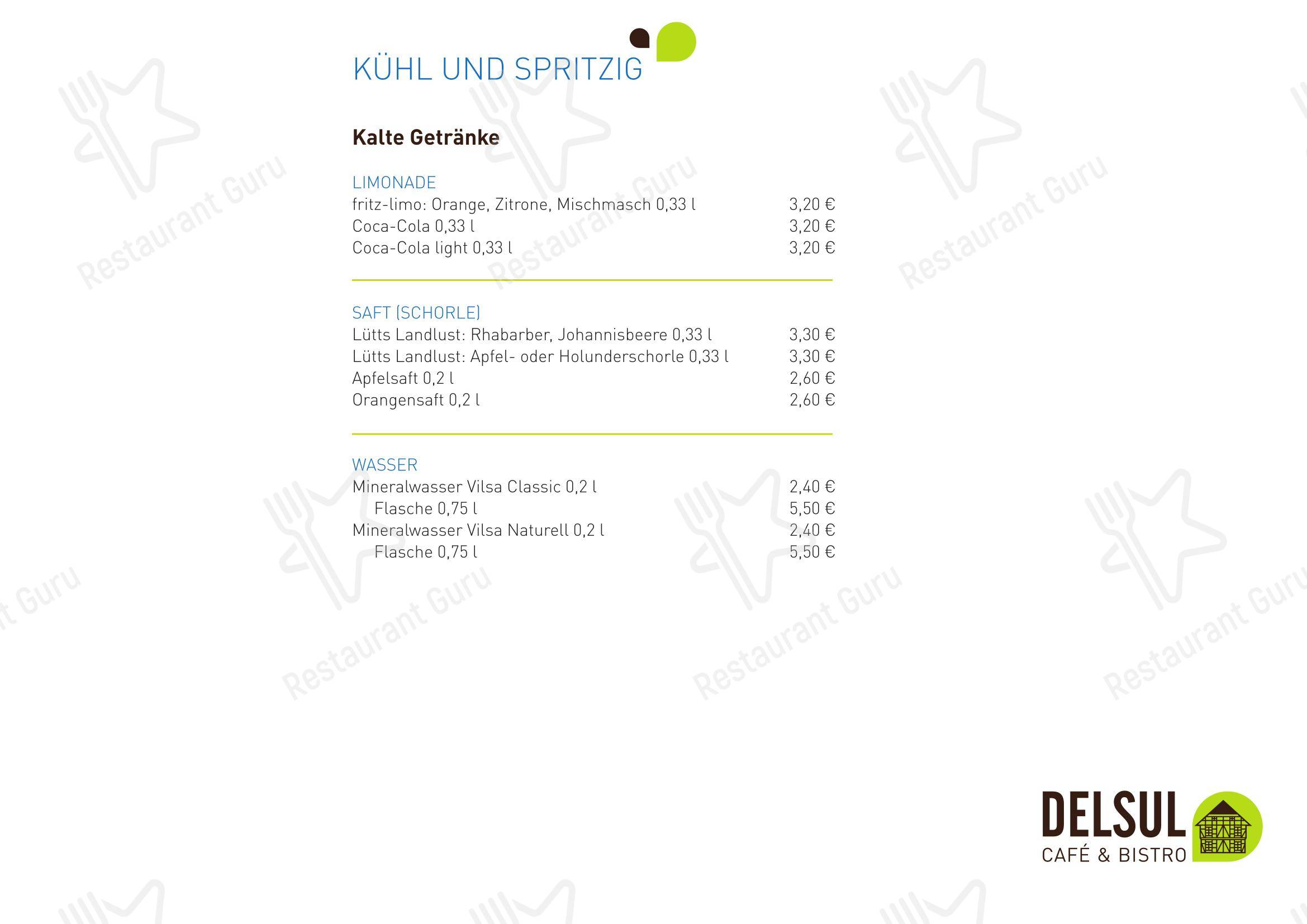 Меню кафе DELSUL - Café & Bistro - Меню