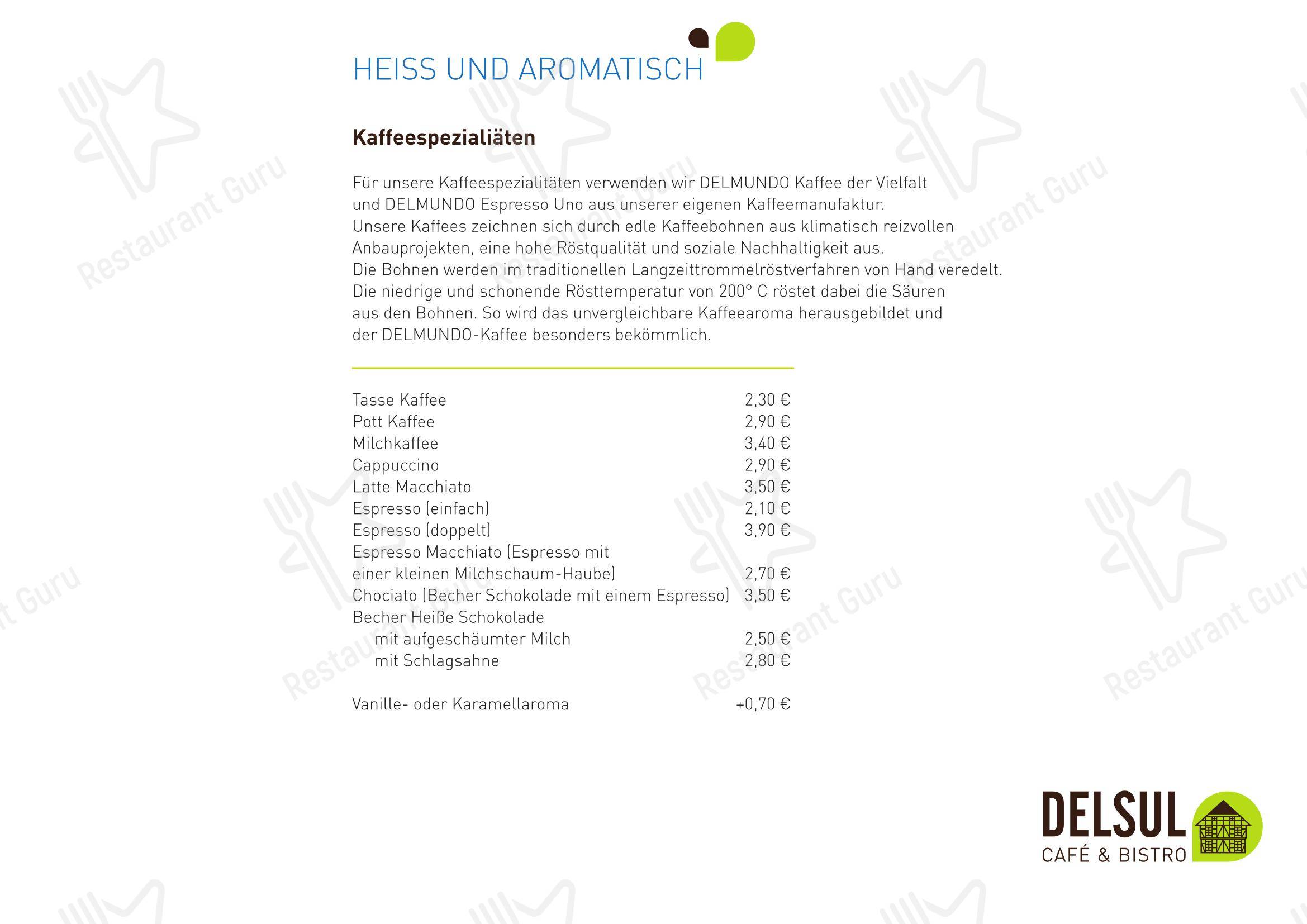 Меню кафе DELSUL - Café & Bistro
