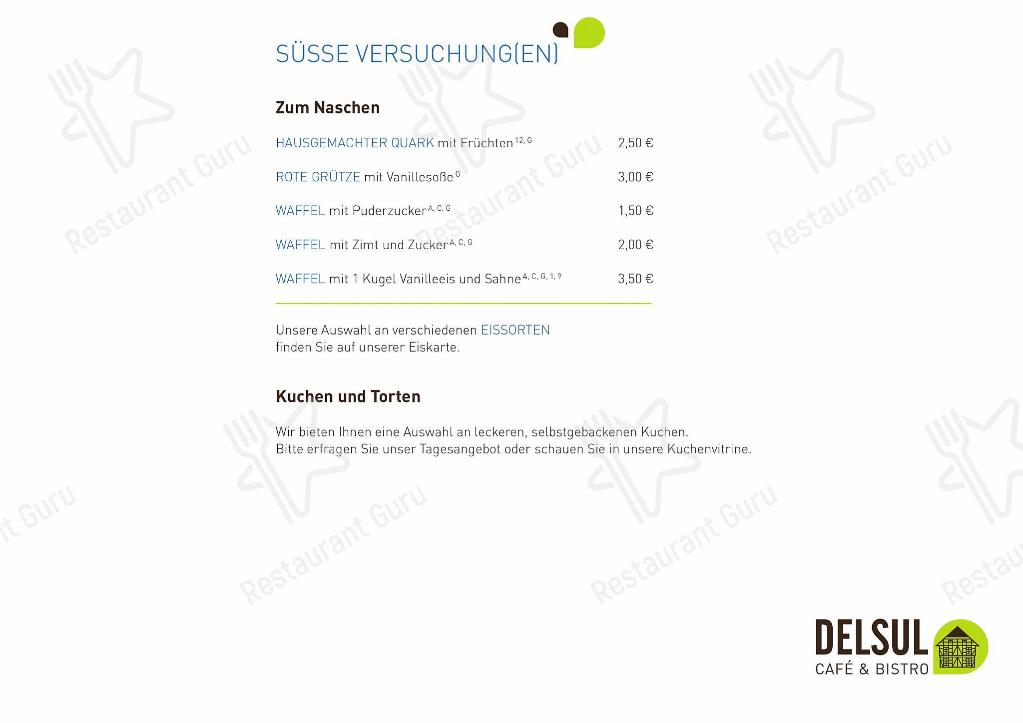 DELSUL - Café & Bistro в Зулингене - Main menu
