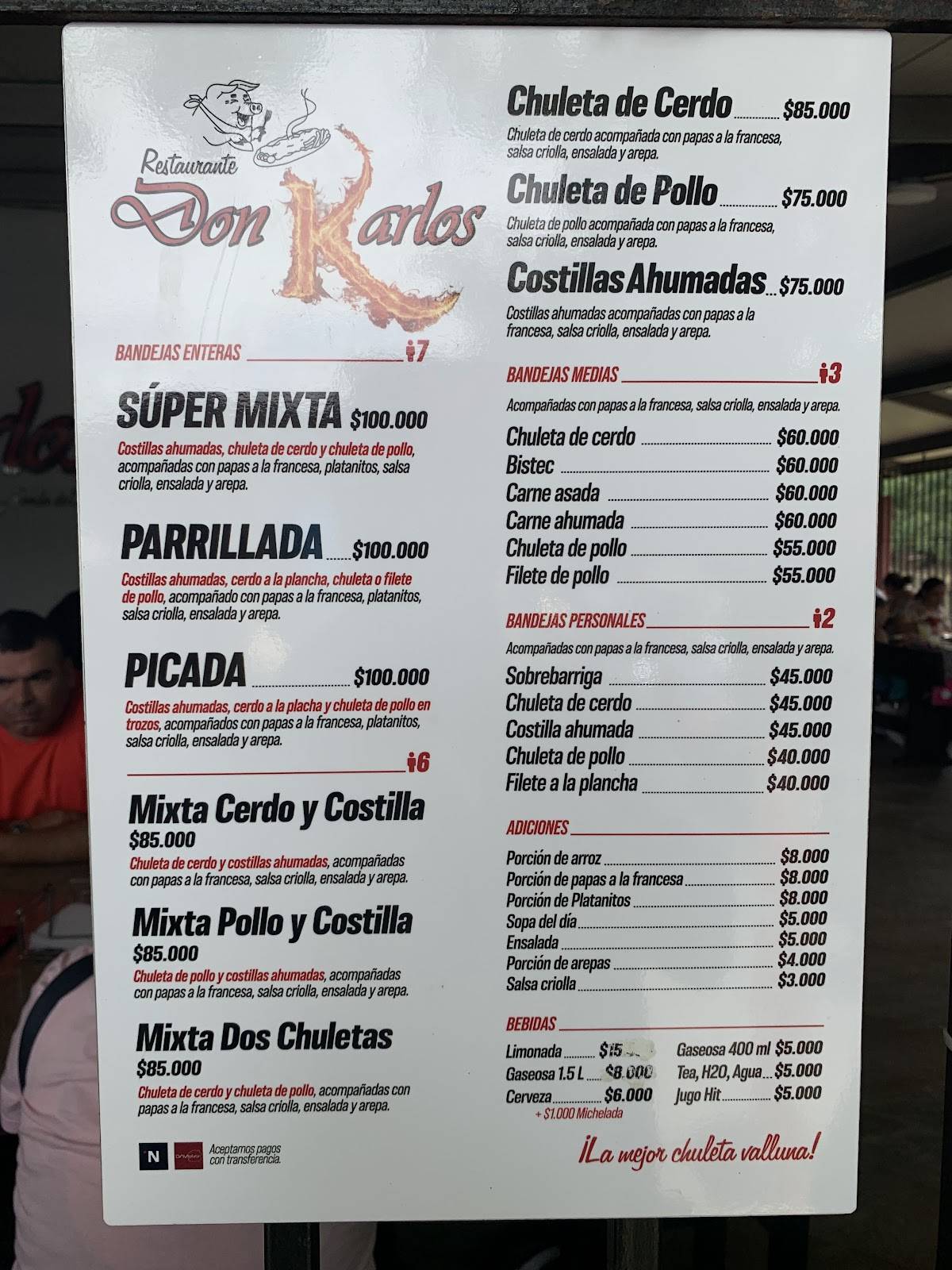 DON KARLOS DEL RIO меню