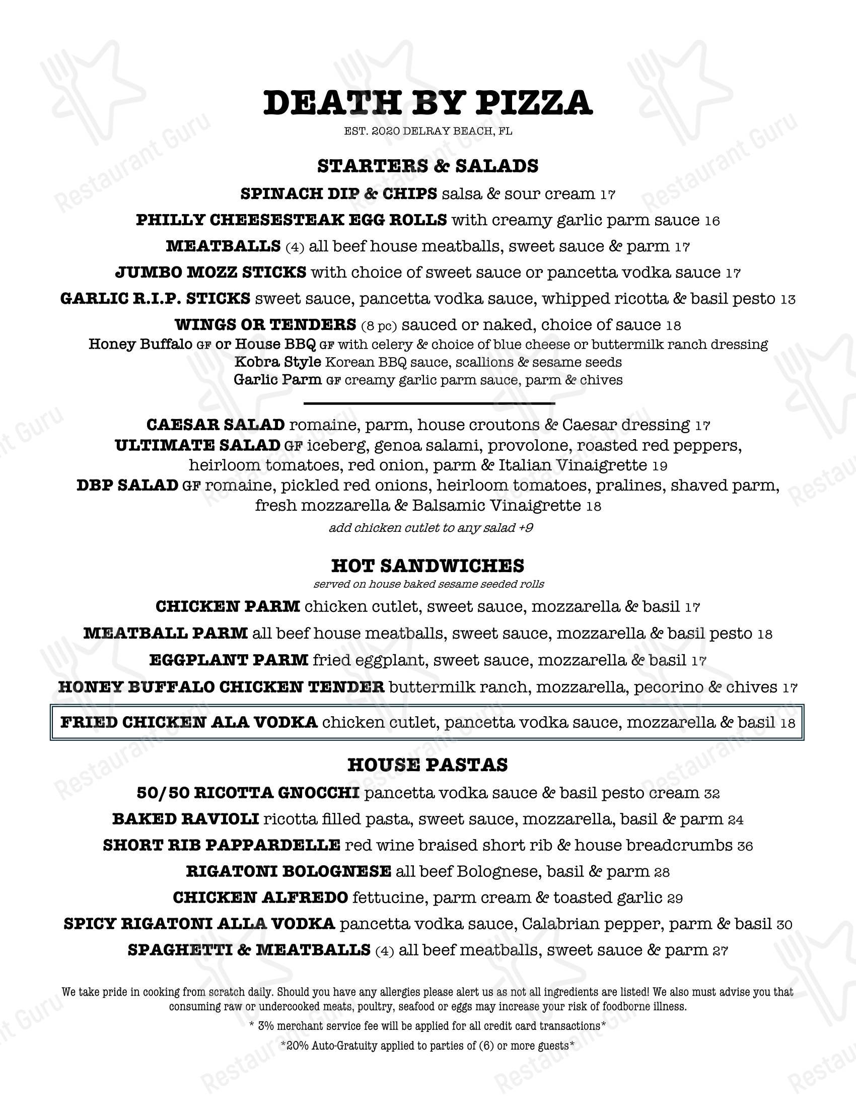 Death By Pizza West Delray в Боках-Ратоне - Меню напитков