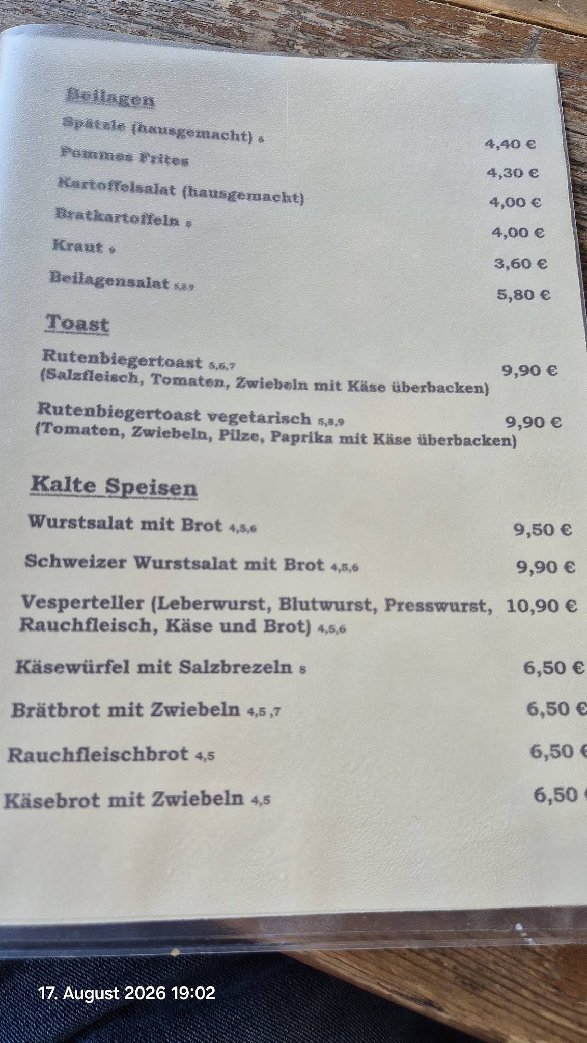 Der Rutenbieger меню